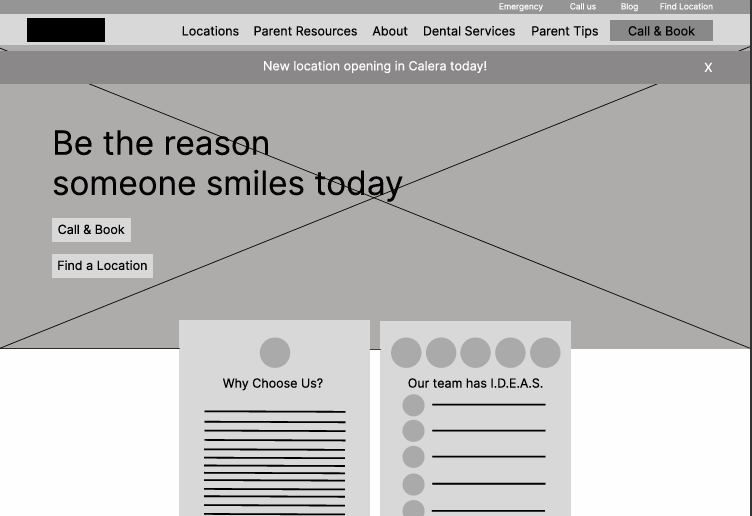 Pediatric Dental Wireframes
