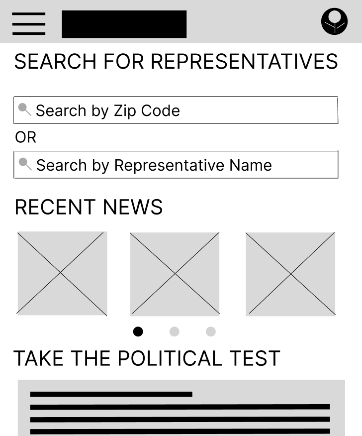 Wireframe of Representative Finder Mobile