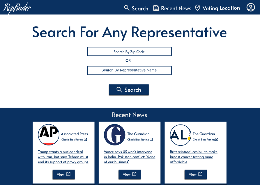 Final Design of Representative Finder Desktop