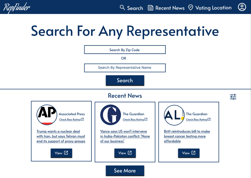 Mockup of Representative Finder Desktop