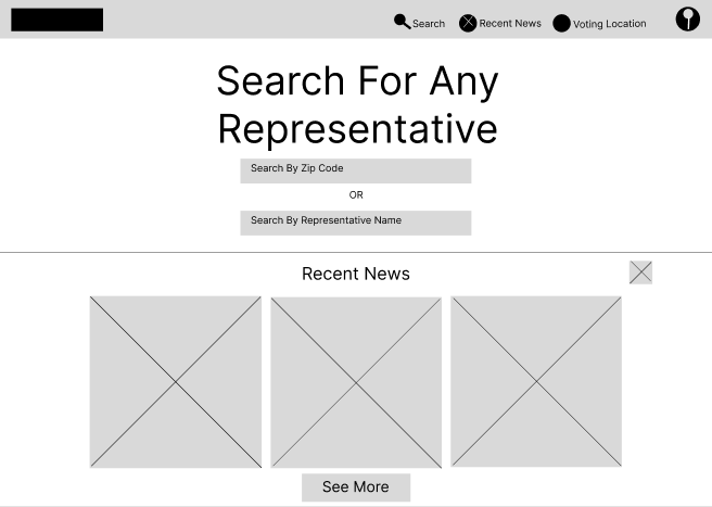 Wireframe of Representative Finder Desktop